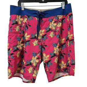 Patagonia‎ Mens Floral Stretch Planing Boardshorts 19" Swim Trunks Size 33 Pink